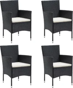 VidaXL 5-delige Tuinset Met Kussens Zwart -Tuinwereld Verkoop 1000x1200 3