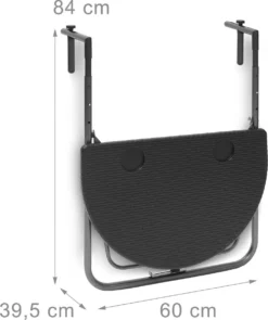 Relaxdays Balkontafel Inklapbaar, Balkon Tafel Rotan, Hangtafel Reling - Zwart -Tuinwereld Verkoop 1006x1200 3