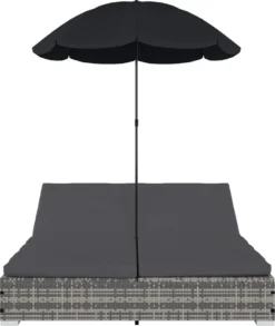 Prolenta Premium - Loungebed Met Parasol Poly Rattan Grijs -Tuinwereld Verkoop 1011x1200