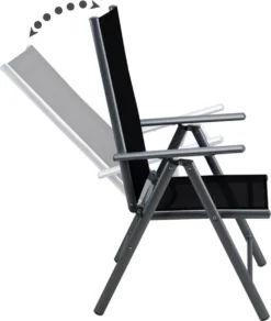 Tuinset 4 + 1 Klapstoelen Tuintafel – Aluminium 80x80cm - Grijs -Tuinwereld Verkoop 1015x1200