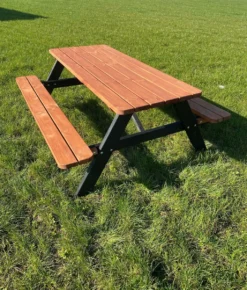 Goedkopepicknicktafels.nl | Zwart Bruine XL Picknicktafel Bruno | Tuintafel 6 Persoons | Bruin Zwart Gespoten Gedroogd Grenen Hout! -Tuinwereld Verkoop 1021x1200