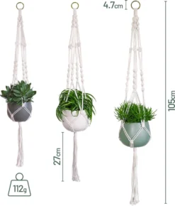 Gadgy Plantenhanger Macramé 3 Stuks - Luxe Gevlochten Touw Katoen - Plantenpot Ophangen - Hangpot -Tuinwereld Verkoop 1021x1200 3