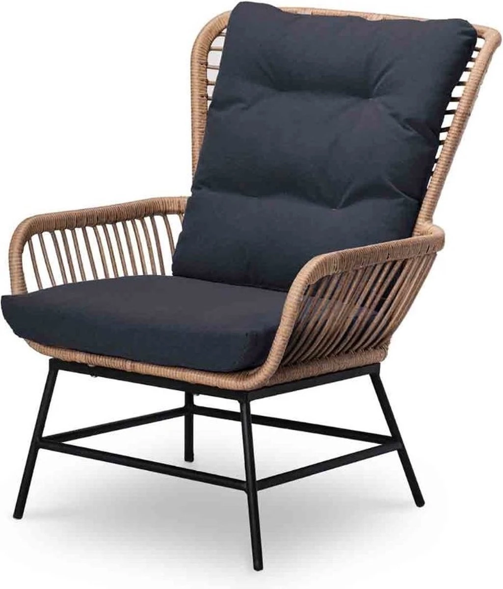 BUITEN Living Dex Wicker Loungestoel Tuin Incl. Wicker Voetenbank | Wicker + Aluminium | Bamboe Antraciet 14 BUITEN Living Dex Wicker Loungestoel Tuin Incl. Wicker Voetenbank | Wicker + Aluminium | Bamboe Antraciet - Afbeelding 14