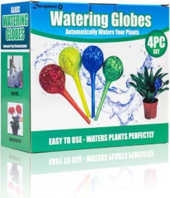 Merkloos Decopatent® 4 Stuks - Waterdruppelaar Voor Planten - Watergever - Glas - Waterbollen - Watergeefsysteem - Plantenbollen - Groen -Tuinwereld Verkoop 1029x1200 5