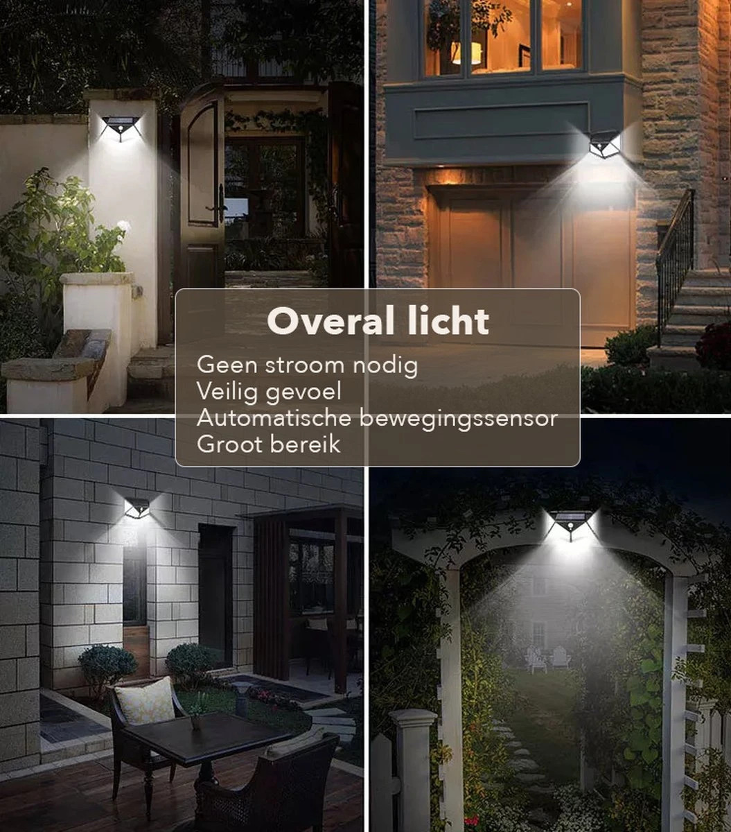 JC's - Solar Buitenlamp Bewegingssensor - 2 STUKS - 100 LED - Solar Wandlamp - Buiten & Tuin Sensor - Buitenverlichting Op Zonne-energie 2 JC's - Solar Buitenlamp Bewegingssensor - 2 STUKS - 100 LED - Solar Wandlamp - Buiten & Tuin Sensor - Buitenverlichting Op Zonne-energie - Afbeelding 2