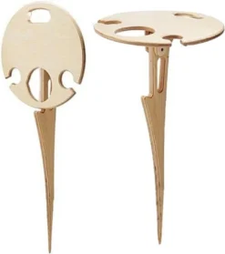 Merkloos Opvouwbare Wijntafel - Picknicktafel - Wijn Bijzettafel - Mannen Gadget - Vrouwen Cadeautjes - Moederdag Cadeautje - Bijzettafel Rond - Hout -Tuinwereld Verkoop 1062x1200 1