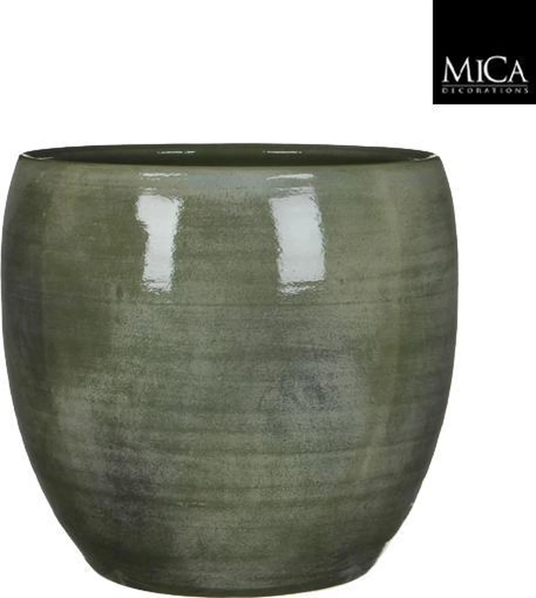 Mica Decorations Lester Bloempot - H31 X Ø33 Cm - Terracotta - Groen 4 Mica Decorations Lester Bloempot - H31 X Ø33 Cm - Terracotta - Groen - Afbeelding 4