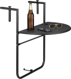 Relaxdays Balkontafel Inklapbaar, Balkon Tafel Rotan, Hangtafel Reling - Zwart -Tuinwereld Verkoop 1080x1200