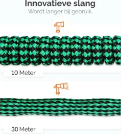 Goliving Tuinslang Flexibel - 30 Meter - Uitrekbare Tuinslang Sproeier - Tuinsproeier - Zwart - Acht Standen - Met Opbergtas -Tuinwereld Verkoop 1082x1200