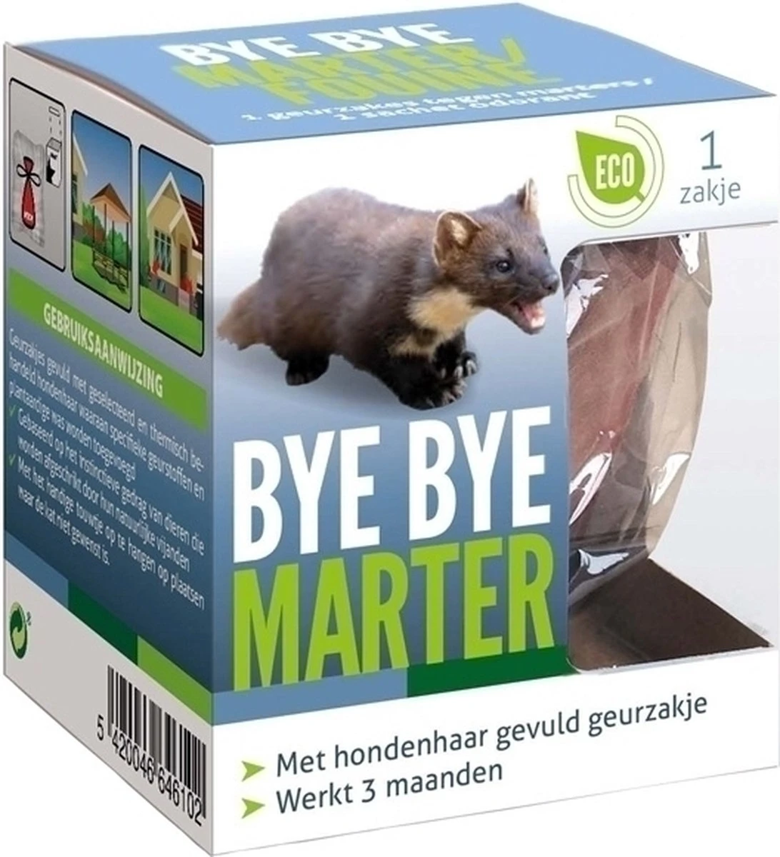 BSI - Bye Bye Marter Marterverjager - Afweer Van Marters - Met Hondenhaar Gevuld Geurzakje - 1 Stuk 1 BSI - Bye Bye Marter Marterverjager - Afweer Van Marters - Met Hondenhaar Gevuld Geurzakje - 1 Stuk