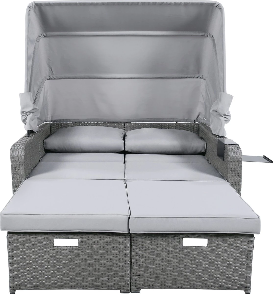 Polyrattan Patio Rieten Meubels Set Voor 2 Personen-Outdoor Rattan Sofa Set Met Intrekbare Luifel-lounge Bank-PE Rotan Loveseat Voor Achtertuin Veranda Tuin Zwembad Balkon-grijs 2 Polyrattan Patio Rieten Meubels Set Voor 2 Personen-Outdoor Rattan Sofa Set Met Intrekbare Luifel-lounge Bank-PE Rotan Loveseat Voor Achtertuin Veranda Tuin Zwembad Balkon-grijs - Afbeelding 2