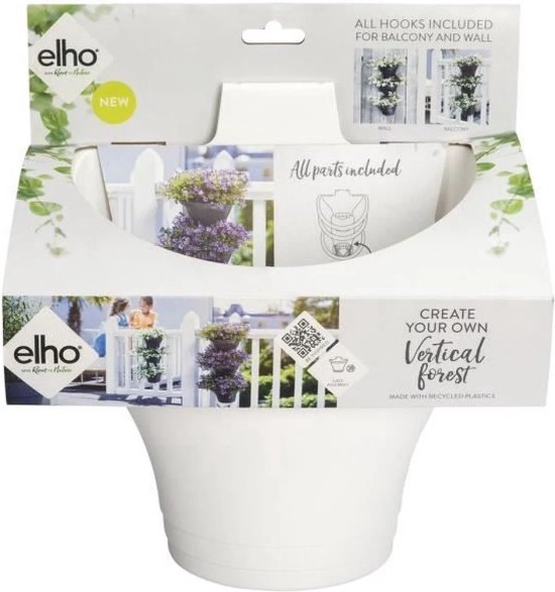 Elho Corsica Vertical Forest 24 - Bloempot Voor Balkonbuiten - Ø 26.7 X H 29.7 Cm - Wit/Wit 11 Elho Corsica Vertical Forest 24 - Bloempot Voor Balkonbuiten - Ø 26.7 X H 29.7 Cm - Wit/Wit - Afbeelding 11