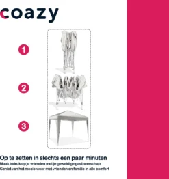 Coazy Waterdichte Partytent 3x3 Meter Opvouwbaar - Paviljoen - Easy Up - Pop-up Tent Met Haringen, Touw En Anti Slip Poten - Waterdicht - Partytenten Weerbestendig -Tuinwereld Verkoop 1131x1200 5