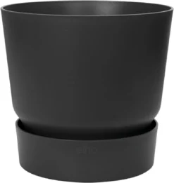 Elho Greenville Rond 40 - Grote Bloempot Voor Buiten - Gemaakt Van Gereycled Plastic - Ø 39.0 X H 36.8 Cm - Living Black