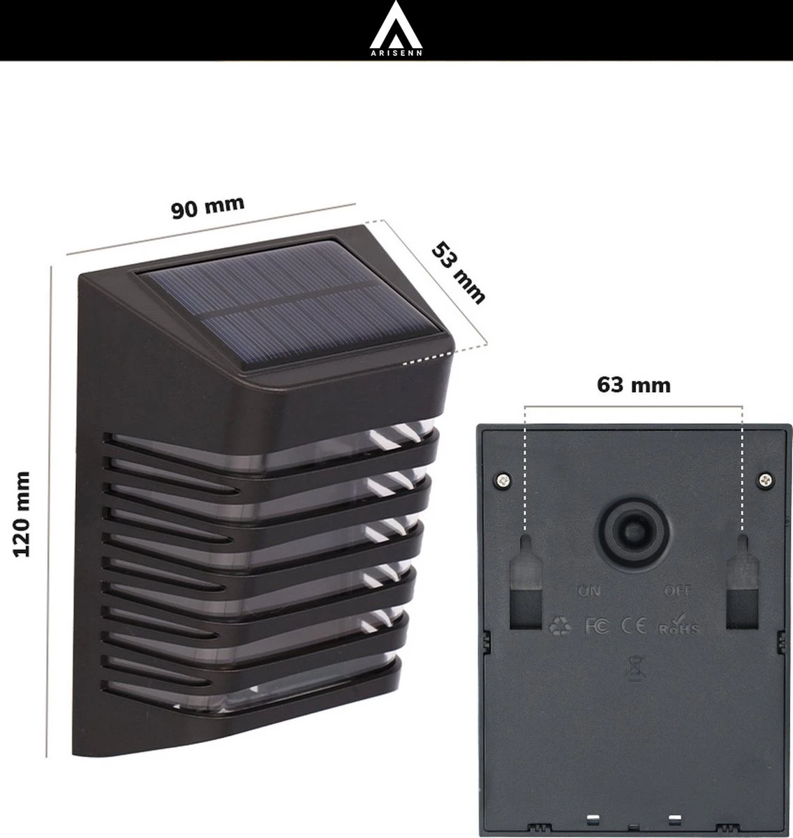 Arisenn® Crystal Solar Buitenlamp - IP65 Waterdicht - Prachtige Solar Technologie Monokristal Zonnepaneel Wandlamp - 3000K Warm Wit (sfeervol) - Tuinverlichting Op Zonne-energie | Schutting Wand Licht 8 Arisenn® Crystal Solar Buitenlamp - IP65 Waterdicht - Prachtige Solar Technologie Monokristal Zonnepaneel Wandlamp - 3000K Warm Wit (sfeervol) - Tuinverlichting Op Zonne-energie | Schutting Wand Licht - Afbeelding 8