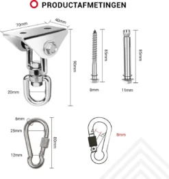 Ophangsysteem - Plafondhaak RVS - Ophanghaak TRX - Hangstoel Buiten - Hangstoel Binnen – Schommelstoel - Schommel - Bokszakken - RVS - 300kg 10 Ophangsysteem - Plafondhaak RVS - Ophanghaak TRX - Hangstoel Buiten - Hangstoel Binnen – Schommelstoel - Schommel - Bokszakken - RVS - 300kg -Tuinwereld Verkoop 1137x1200
