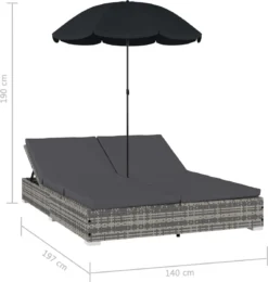 Prolenta Premium - Loungebed Met Parasol Poly Rattan Grijs -Tuinwereld Verkoop 1139x1200 1