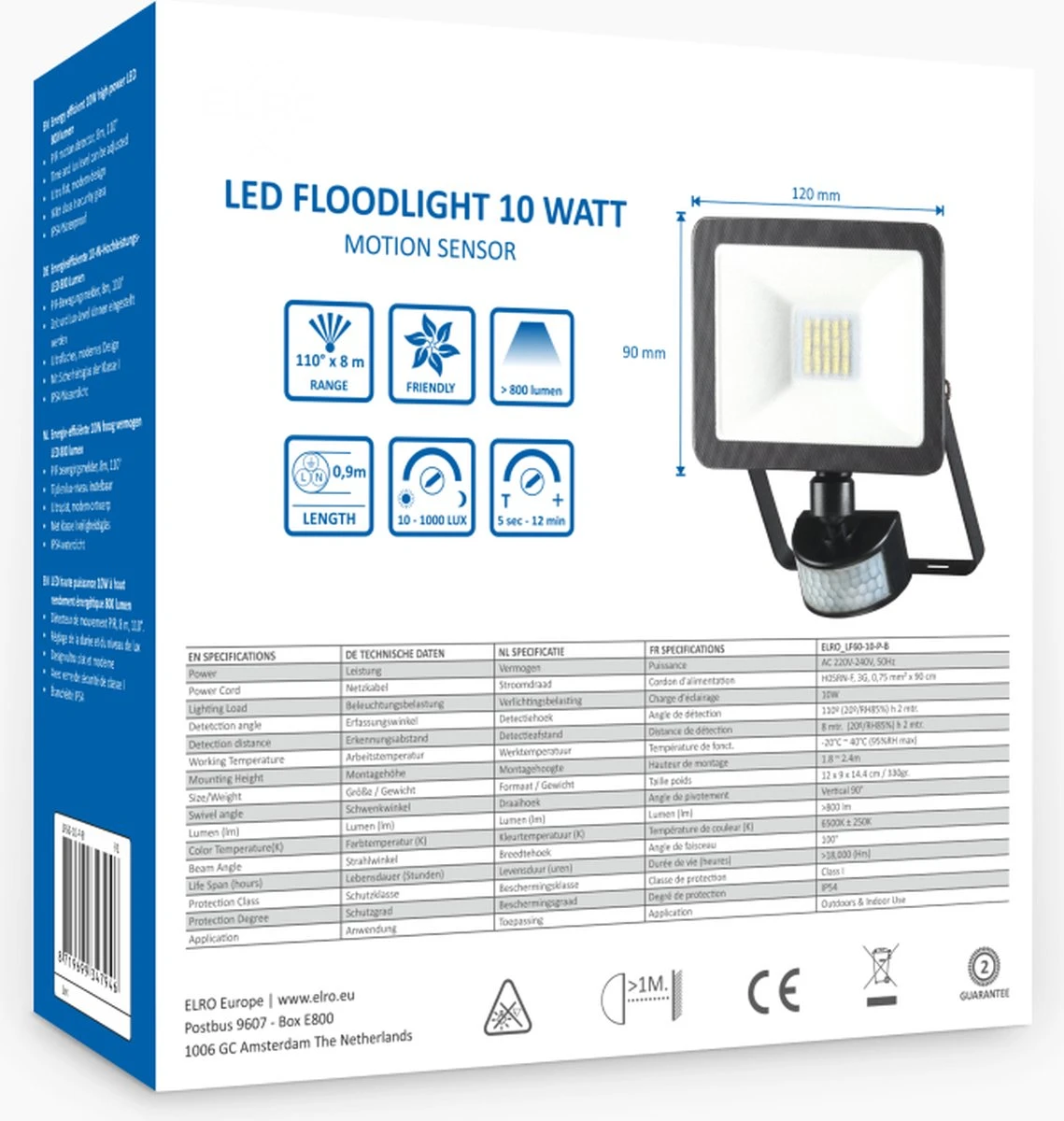 ELRO LF60 Design LED Buitenlamp Met Bewegingssensor - 10W – 800LM – IP54 Waterdicht - Zwart 13 ELRO LF60 Design LED Buitenlamp Met Bewegingssensor - 10W – 800LM – IP54 Waterdicht - Zwart - Afbeelding 13