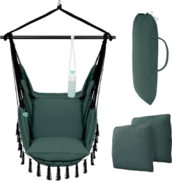 Vita5 XXL Hangstoel | Binnen&Buiten Hangnest | Incl. 2 Kussens En Boekenvak | Volwassenen&Kinderen | Hangmatstoel Tot 225kg | Donkergroen 22 Vita5 XXL Hangstoel | Binnen&Buiten Hangnest | Incl. 2 Kussens En Boekenvak | Volwassenen&Kinderen | Hangmatstoel Tot 225kg | Donkergroen -Tuinwereld Verkoop 1142x1200 2
