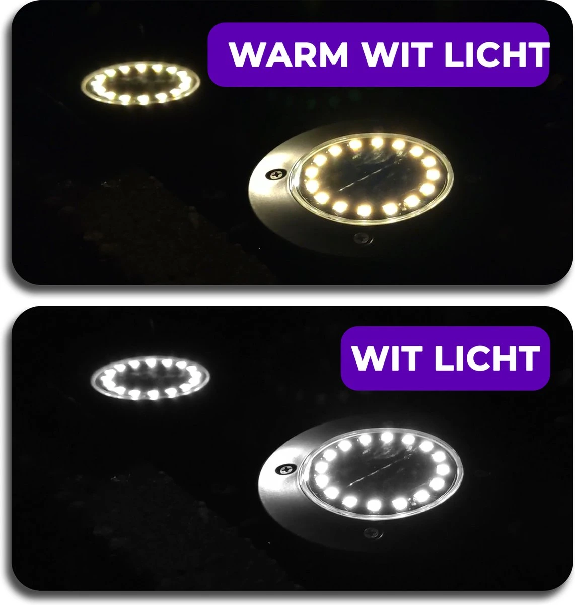 Shutterlight® 16 LED Solar Grondspot - Tuinverlichting - Zonlichtsensor - Zonne-energie - Matte Zwart - Warm Wit Licht - 4 Stuks - Buiten 6 Shutterlight® 16 LED Solar Grondspot - Tuinverlichting - Zonlichtsensor - Zonne-energie - Matte Zwart - Warm Wit Licht - 4 Stuks - Buiten - Afbeelding 6