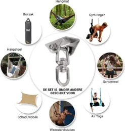 Ophangsysteem - Plafondhaak RVS - Ophanghaak TRX - Hangstoel Buiten - Hangstoel Binnen – Schommelstoel - Schommel - Bokszakken - RVS - 300kg 11 Ophangsysteem - Plafondhaak RVS - Ophanghaak TRX - Hangstoel Buiten - Hangstoel Binnen – Schommelstoel - Schommel - Bokszakken - RVS - 300kg -Tuinwereld Verkoop 1146x1200 1