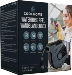 CoolHome - Wandslangenbox 20 Meter + 2 Meter - Tuinslang Met Haspel- Slangenhouder 180° Draaibaar - Tuinslanghaspel Zwart - Grijs -Tuinwereld Verkoop 1146x1200 7