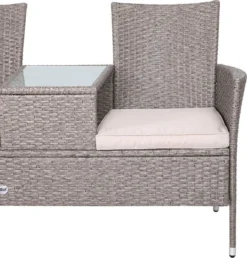 Casaria Tuinbank Polyrattan - 2-Zits Incl.Tafel - Weerbestendig Beige -Tuinwereld Verkoop 1147x1200 1