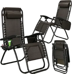 Springos Tuinstoel | Ligstoel | Opvouwbaar | Verstelbaar | Ergonomische Hoofdsteun | Bruin / Zwart -Tuinwereld Verkoop 1166x1200 1