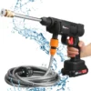 Merkloos Elektrische Accu-Hogedrukreiniger - 1.2mpa - Multifunctioneel Mondstuk - Draagbaar Oplaadbaar Snoerloos - Reinigingsspuitpistool - Met Rijke Accessoires - Voor Auto, Tuin, Terras, Raam - Zwart