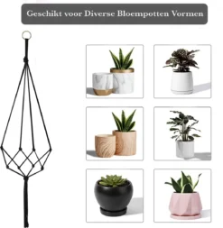 9 Stuks Zwart Macrame Plantenhangers - Boho Handgeweven Katoen Hangpot Voor Binnen/Buiten - Hangende Bloempot Met Kralen - Macramé Touw/Koord Hangplant Houder - Bohemian Wandhanger Decoratie - Plant Hanger - Verticale Tuin Bloempothouder Planthanger -Tuinwereld Verkoop 1173x1200 3