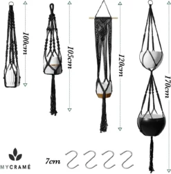 4 Stuks Luxe Macrame Plantenhangers - Boho Handgeweven Katoen Hangpot Voor Binnen/Buiten - Hangende Bloempot Met Kralen - Macramé Touw/Koord Hangplant Houder - Bohemian Wandhanger Decoratie - Plant Hanger - Verticale Tuin Bloempothouder Planthanger -Tuinwereld Verkoop 1181x1200 10