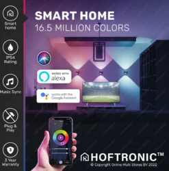 Hoftronic Smart Cupo - LED Wandlamp Up & Down Smart - RGBWW 16,5 Miljoen Kleuren - 6 Watt 600 Lumen - Zwart - Gevellamp Met Music Sync - IP54 Waterdicht - Geschikt Als Wandlamp Buiten, Wandlamp Badkamer En Wandlamp Binnen - 3 Jaar Garantie -Tuinwereld Verkoop 1184x1200 3