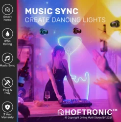 Hoftronic Smart Cupo - LED Wandlamp Up & Down Smart - RGBWW 16,5 Miljoen Kleuren - 6 Watt 600 Lumen - Zwart - Gevellamp Met Music Sync - IP54 Waterdicht - Geschikt Als Wandlamp Buiten, Wandlamp Badkamer En Wandlamp Binnen - 3 Jaar Garantie -Tuinwereld Verkoop 1184x1200 4