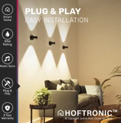 Hoftronic Smart Cupo - LED Wandlamp Up & Down Smart - RGBWW 16,5 Miljoen Kleuren - 6 Watt 600 Lumen - Zwart - Gevellamp Met Music Sync - IP54 Waterdicht - Geschikt Als Wandlamp Buiten, Wandlamp Badkamer En Wandlamp Binnen - 3 Jaar Garantie -Tuinwereld Verkoop 1184x1200 6