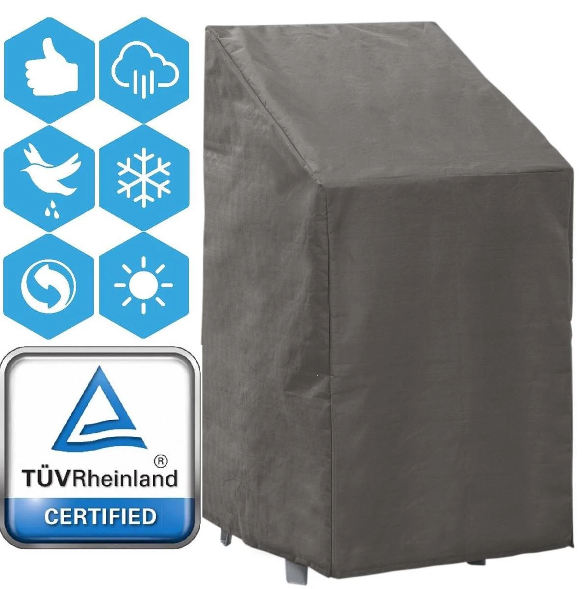 Weersbestendige Beschermhoes Stoel (4 Tot 6 Stapelstoelen) | 66 X 95 X 133/93 Cm (L) | Premium | Waterproof | TÜV Rheinland Gecertificeerd | Hoes Voor Tuin | Waterdicht | Solution Dyed (verkleuring Onmogelijk) | Grijs / Antraciet 7 Weersbestendige Beschermhoes Stoel (4 Tot 6 Stapelstoelen) | 66 X 95 X 133/93 Cm (L) | Premium | Waterproof | TÜV Rheinland Gecertificeerd | Hoes Voor Tuin | Waterdicht | Solution Dyed (verkleuring Onmogelijk) | Grijs / Antraciet - Afbeelding 7