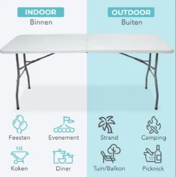 LifeGoods Klaptafel - Inklapbaar - 70x180cm - Verstelbare Vouwtafel - Weerbestendig - Wit 12 LifeGoods Klaptafel - Inklapbaar - 70x180cm - Verstelbare Vouwtafel - Weerbestendig - Wit -Tuinwereld Verkoop 1193x1200 3