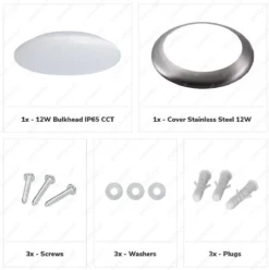 HOFTRONIC - LED Plafondlamp - Plafonnière - RVS - 12 Watt - IP65 Waterdicht - Kleur Instelbaar (2700K, 4000K & 5000K) - 1200 Lumen - IK10 Stootveilig - Ø25 Cm - Geschikt Voor Badkamer - Voor Binnen En Buiten - 3 Jaar Garantie -Tuinwereld Verkoop 1193x1200 8