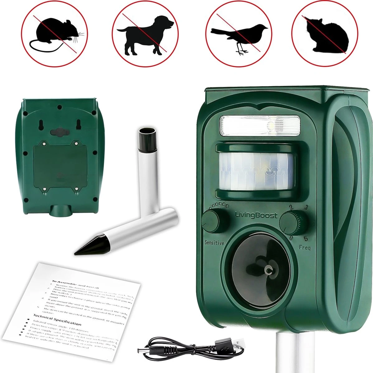 LivingBoost® – Kattenverjager Op Zonneenergie – Kattenschrik – Afweermiddel Voor Tuin – Met Adapter – Ultrasone Golf – Marterverjager – Verdrijft Katten, Ratten, Muizen, Etc. 1 LivingBoost® – Kattenverjager Op Zonneenergie – Kattenschrik – Afweermiddel Voor Tuin – Met Adapter – Ultrasone Golf – Marterverjager – Verdrijft Katten, Ratten, Muizen, Etc.