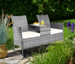 Casaria Polyrattan Tuinbank - Incl. Tafel & Kussens 7 Cm - Grijs -Tuinwereld Verkoop 1200x1013