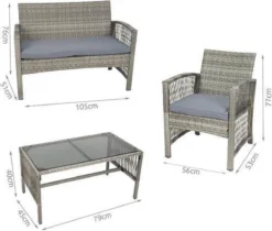 Merkloos Tuin Loungeset Grijs / Bruin - Lounge Set Tuin - Relax Bank - Lounge Bank Tuin - Tuinbank - Loungebank - Tuinset/ Loungebank - Tuinset - Tuinstoel - Loungeset - Rattan Tuinmeubilair - Poly Rotan Tuinmeubelen - Grijs / Bruin -Tuinwereld Verkoop 1200x1018 1