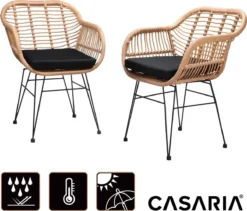 Casaria Polyrotan Kuipstoel Bali - Met Kussens – 2 Stuks -Tuinwereld Verkoop 1200x1025