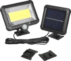 LED-schijnwerper Op Zonne-energie Met Bewegingssensor Maclean Energy IP44, 5W, 400lm, 6000K Koud Wit, Lithiumbatterij 1300 MAh, 5,5V DC MCE438 -Tuinwereld Verkoop 1200x1030 1