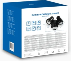 ELRO LF80 2-Kops LED Buitenlamp Met Bewegingsmelder - 2x10W – 1400lm – IP54 Waterdicht - Zwart -Tuinwereld Verkoop 1200x1031