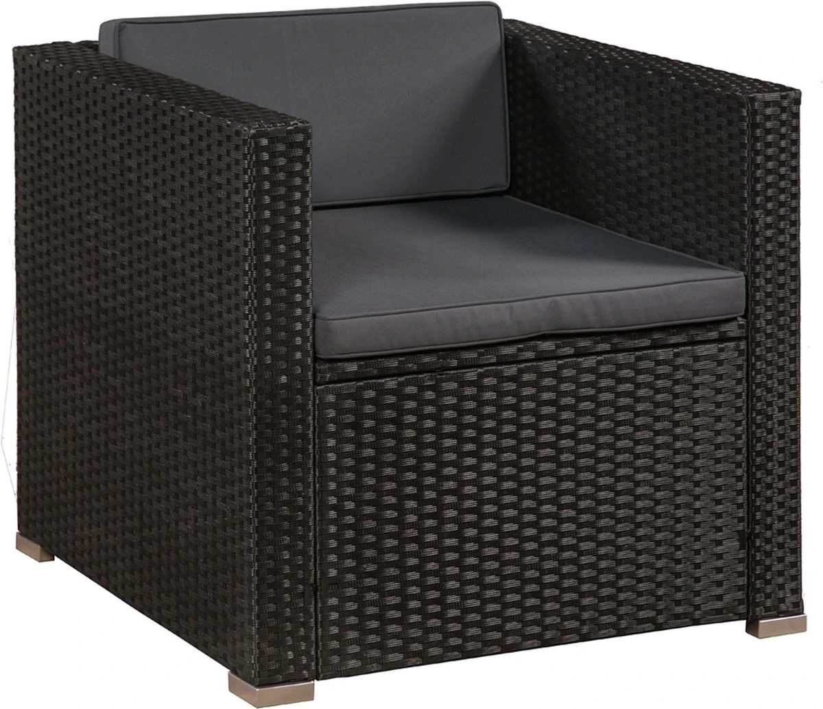 Polyrotan Loungeset Punta Cana L - Zwart 3 Polyrotan Loungeset Punta Cana L - Zwart - Afbeelding 3