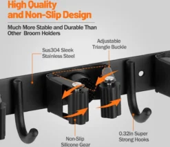 BOTC Bezemhouder - 5 Houders 6 Haken - Gereedschapshouder - Zeflklevend - Bezem Ophangsysteem - Ophanghaken - Tuingereedschap -Tuinwereld Verkoop 1200x1034 3