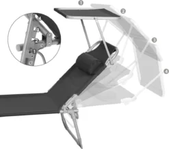 Ligstoel Met Hoofdsteun En Zon Bescherming Verstelbare Rugleuning Inklapbaar Donker Grijs Ligbed Tuin -Tuinwereld Verkoop 1200x1055 1