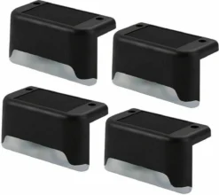 BIZZ Light ® Solar Buitenlamp Met Dag En Nacht Sensor Op Zonne Energie - IP65 Waterdicht- 4 Stuks - Tuinverlichting - Warm Wit - Zonne-energie - Voor Trappen, Hekken, Terras