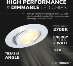 HOFTRONIC Sienna - Veranda Inbouwspots 6x3W - 12 Volt - Complete Veranda Set - 2700K Zeer Warm Wit - IP44 Waterdicht - Dimbare Inbouwspots Met Afstandsbediening - Kantelbaar - 5mm Diameter - 30mm Inbouwdiepte Voor Badkamer En Tuin -Tuinwereld Verkoop 1200x1084 2