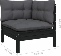 VidaXL 3-delige Loungeset Met Kussens Massief Grenenhout Zwart -Tuinwereld Verkoop 1200x1103