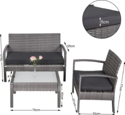Casaria Polyrattan Loungeset – 2 Stoelen 1 Bank 1 Tafel - Antraciet -Tuinwereld Verkoop 1200x1104 2